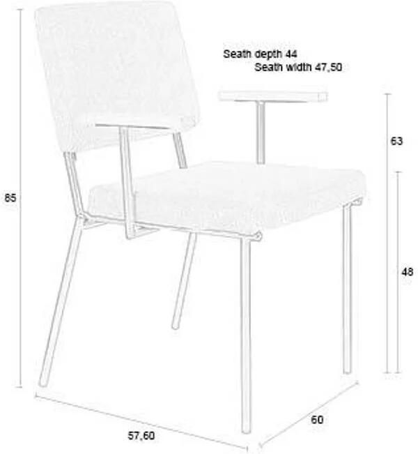Zuiver Fellow Eetkamerstoelen Armleuning Off-White Set van 2 Grijs