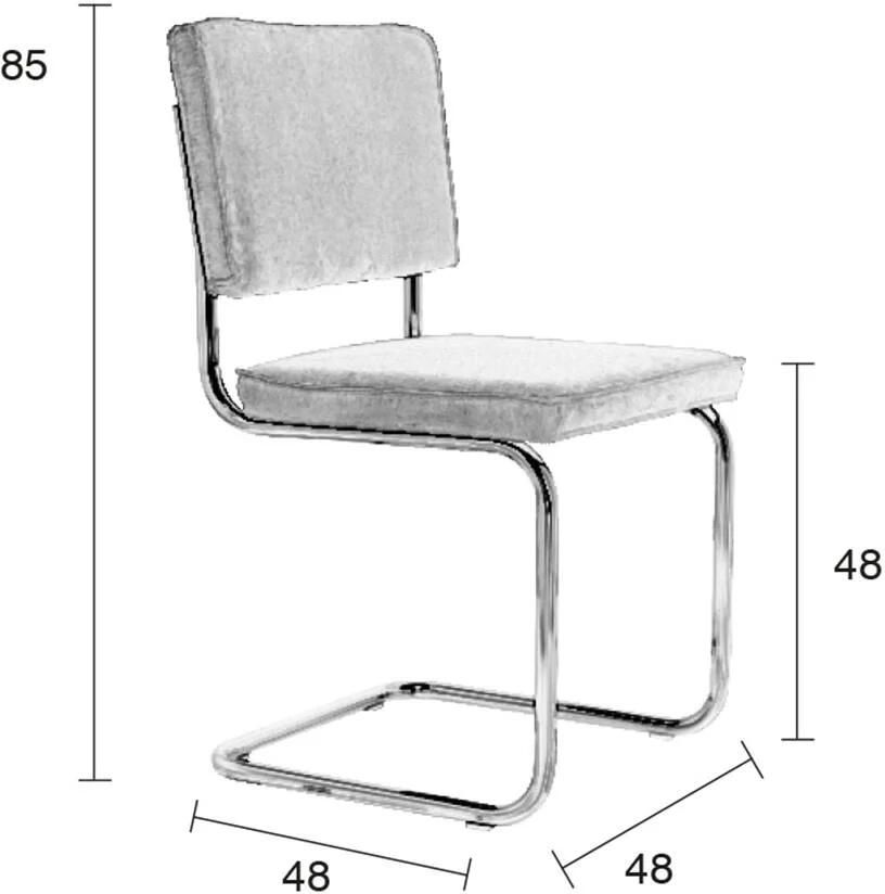 Zuiver Ridge Rib Chrome Eetkamerstoel Groen Set van 2 - Foto 3