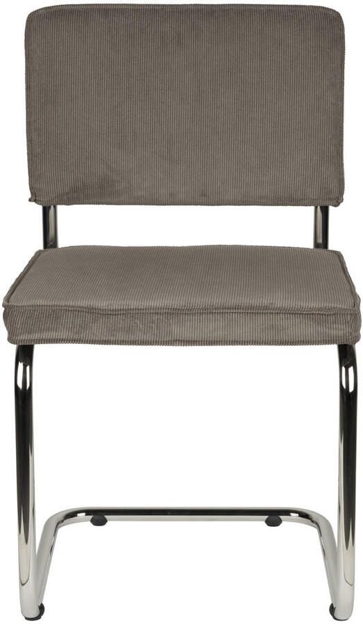 Zuiver Ridge Rib Chrome Eetkamerstoel Grijs Set van 2 - Foto 4