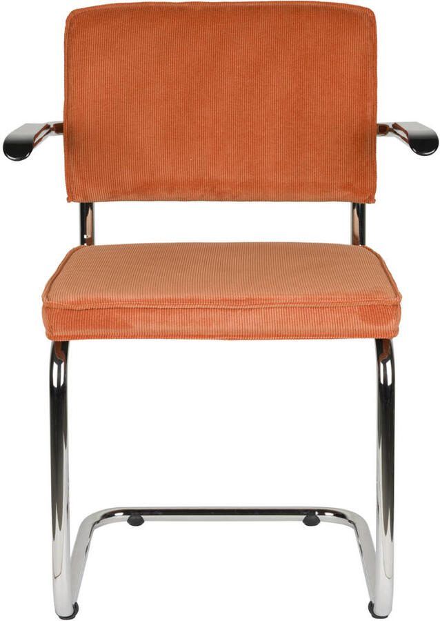 Zuiver Ridge Rib Eetkamerstoelen met armleuning Oranje Set van 2 - Foto 4