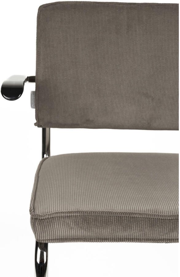 Zuiver Ridge Rib Eetkamerstoelen met armleuning Grijs Set van 2 - Foto 3