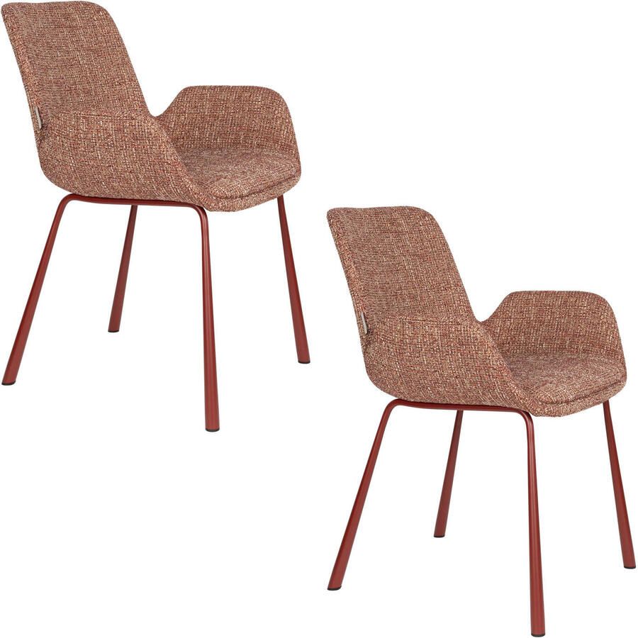 Zuiver eetkamerstoelen Brit met armleuningen rood (set van 2)