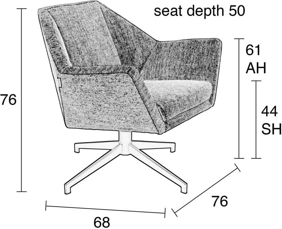 Zuiver Uncle Jesse Lounge Fauteuil Gemêleerde Stof Zwart Metalen Kruispoot - Foto 2