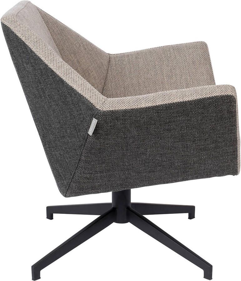 Zuiver Uncle Jesse Lounge Fauteuil Gemêleerde Stof Zwart Metalen Kruispoot
