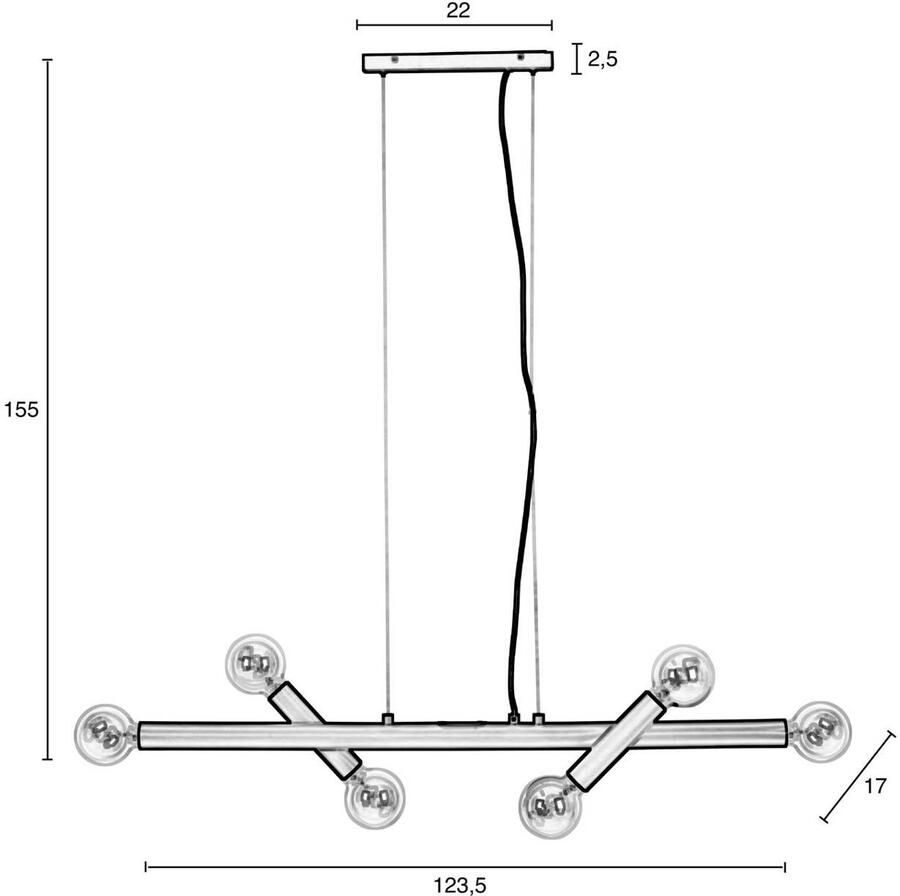 Zuiver Hanglamp Hawk Wide 6-lamps Zwart - Foto 2