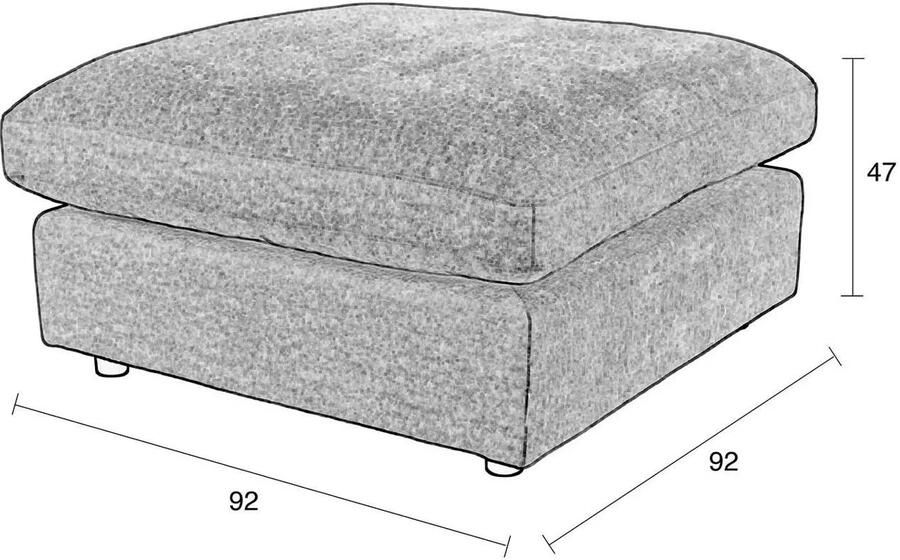 Zuiver Sense Hocker 92x92x47 Stof Grijs