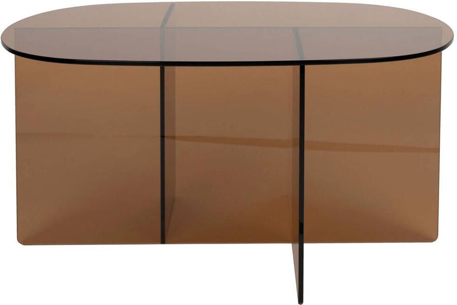 Zuiver Ovale Salontafel Linea Glas 80 x 60cm Bruin