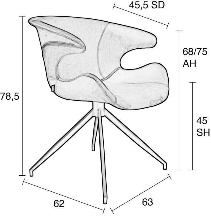 Zuiver Mia Eetkamerstoelen met armleuning Grijs Set van 2