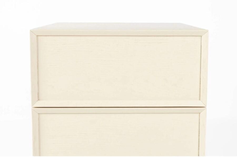 Zuiver Bijzettafel Nachtkastje June Eiken Met 2 laden Beige Vierkant - Foto 3