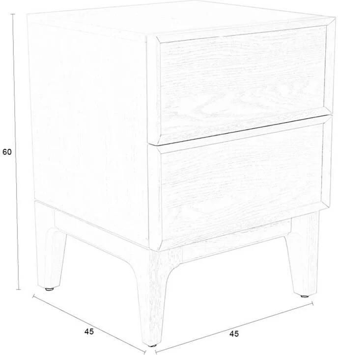 Zuiver Bijzettafel Nachtkastje June Eiken Met 2 laden Beige Vierkant - Foto 4