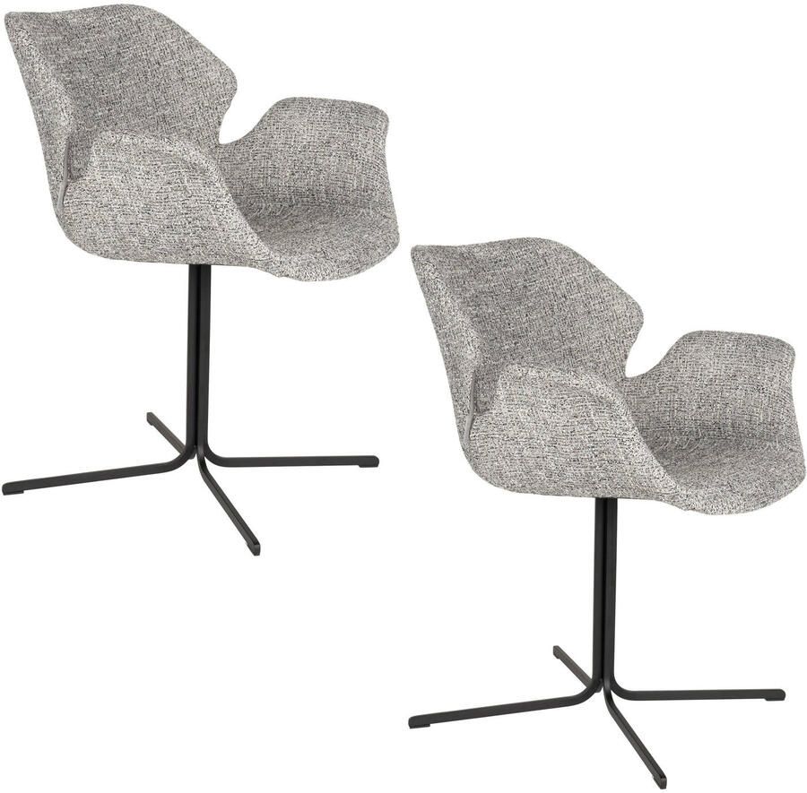 Zuiver Nikki Eetkamerstoelen Armleuning Grijs Set van 2
