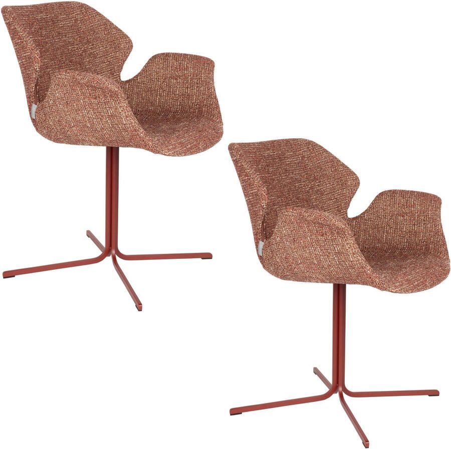Zuiver Nikki Eetkamerstoelen Armleuning Terra Rood Set van 2