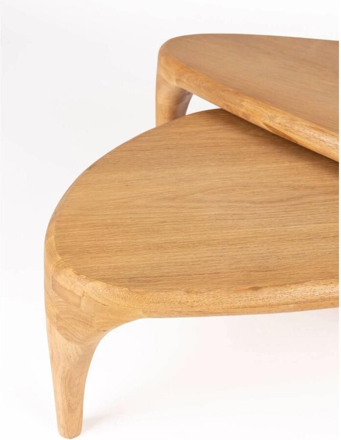 Zuiver Organische Salontafel Isla Eiken en rubberhout Set van 2 stuks Naturel - Foto 2