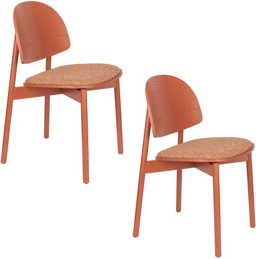 Zuiver Sunrise Eetkamerstoelen Hout Rood Set van 2
