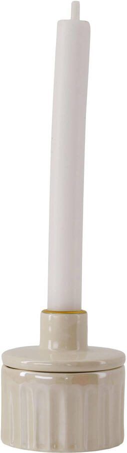 Zusss Kandelaar Keramiek Parelmoer Ribbel Met Deksel Zand