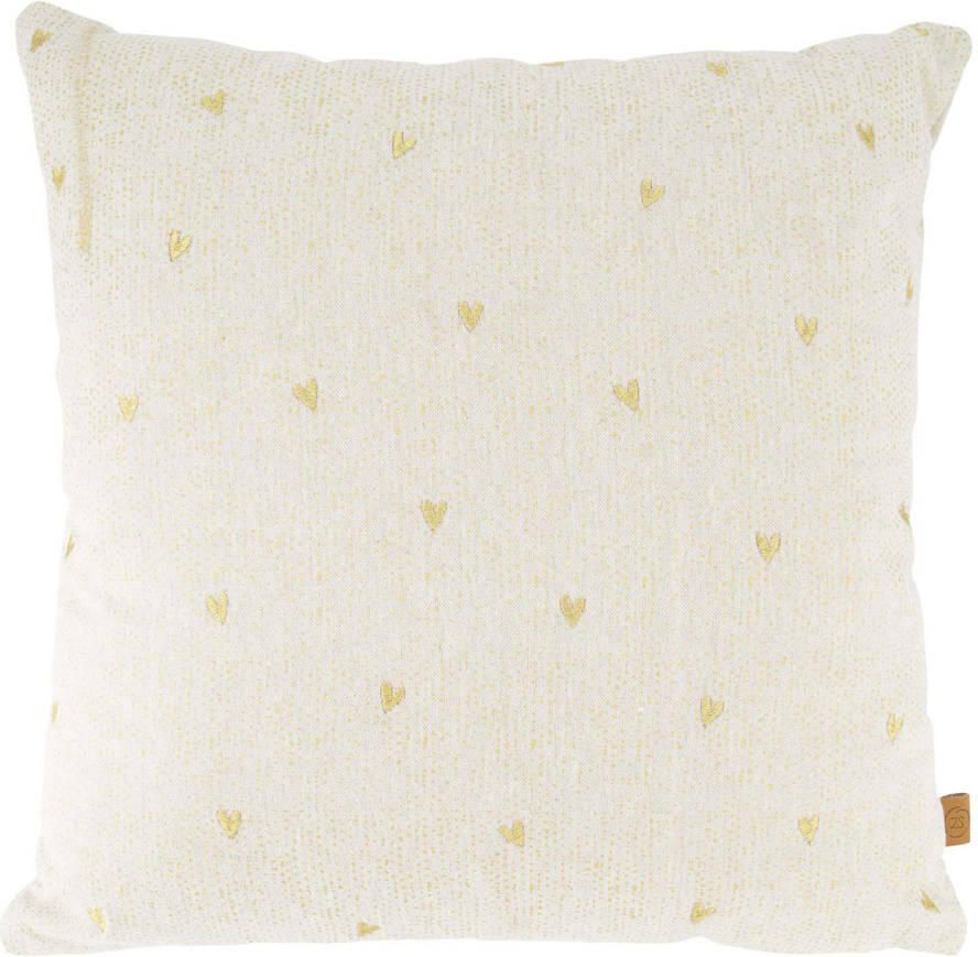 Zusss Kussen Hartjes 45x45cm Zand goud