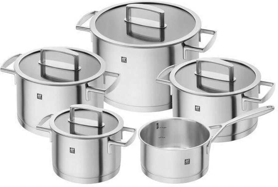 Zwilling Vitality 66460-000-0 pannenset 4 kookpannen 1 steelpan glazen deksels grijs - Foto 3