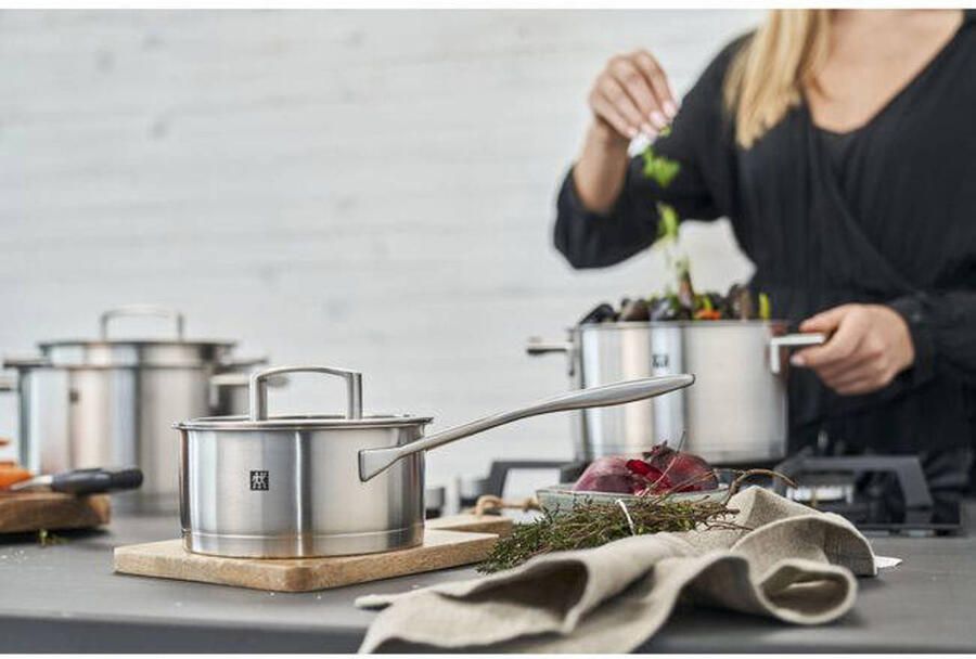 Zwilling Vitality 66460-000-0 pannenset 4 kookpannen 1 steelpan glazen deksels grijs - Foto 2