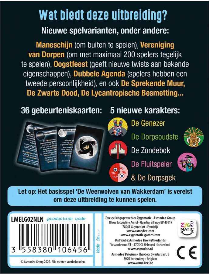 Zygomatic Board Game Studio De Weerwolven Van Wakkerdam Volle Maan uitbreiding Kaartspel - Foto 3