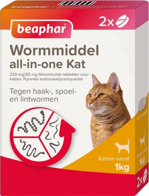 Beaphar All-in-One Kat 2st Wormen >1 kg 2 stuks