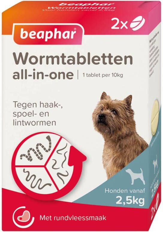 Beaphar ALL-in Worm Wormen 2 5-20 kg 2 stuks