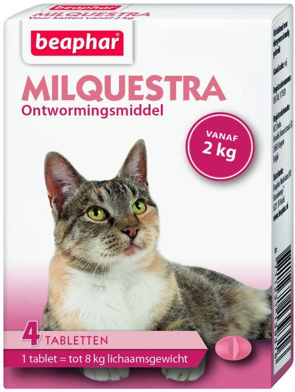 Beaphar Milquesta Kat 2-12kg Wormen >2 kg 4 stuks