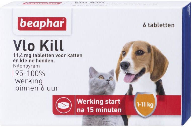 Beaphar Vlo Kill Hond en Kat tot 11kg Vlooien tablet 6 stuks