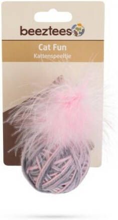 Beeztees Bal met veer Ming Wol Kattenbal Roze 5 x 5 x 5 cm 1 g