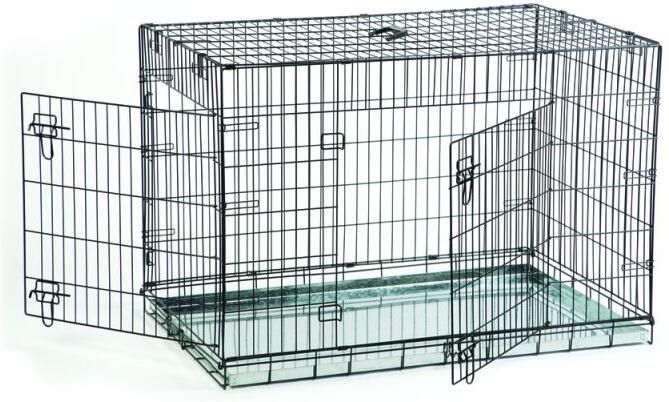 Beeztees Hondenbench 2 deurs inklapbaar zwart 89 X 60 X 66 cm