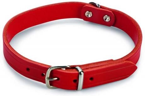 Beeztees Lederen honden halsband rood 47 cm x 18 mm