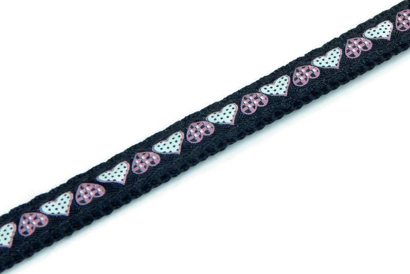 Beeztees Hearts Kittentuigje Zwart Nylon nek 16-25 cm romp 23-36 cm 1 20 meter 10 mm