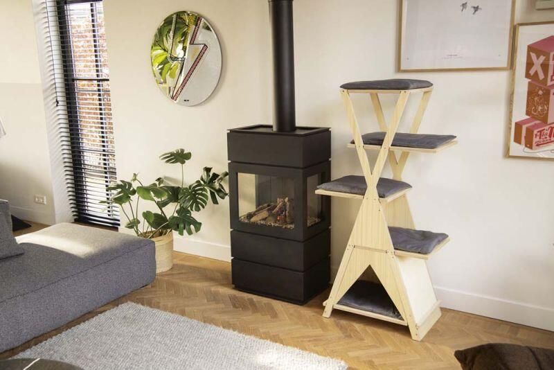 Beeztees Mirza Krabmeubel Hout Lichtbruin Grijs 70x40x135 cm