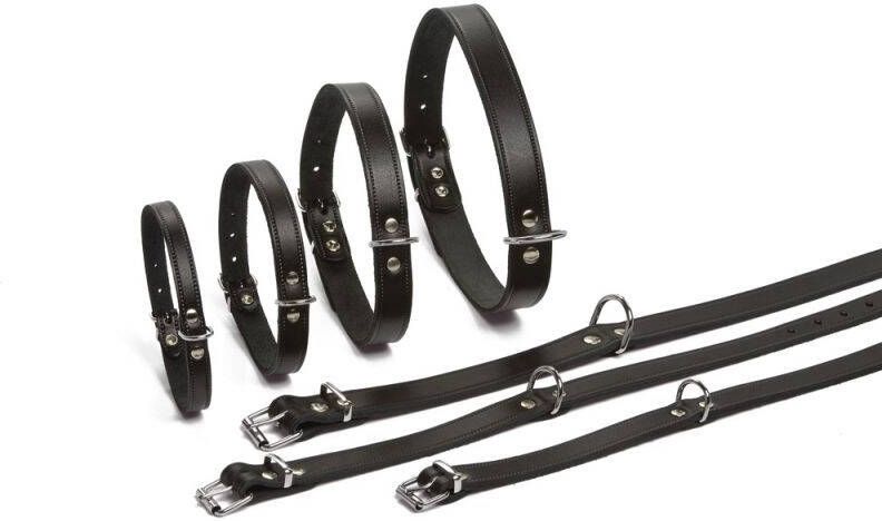 Beeztees Lederen honden halsband zwart 62 cm x 25 mm