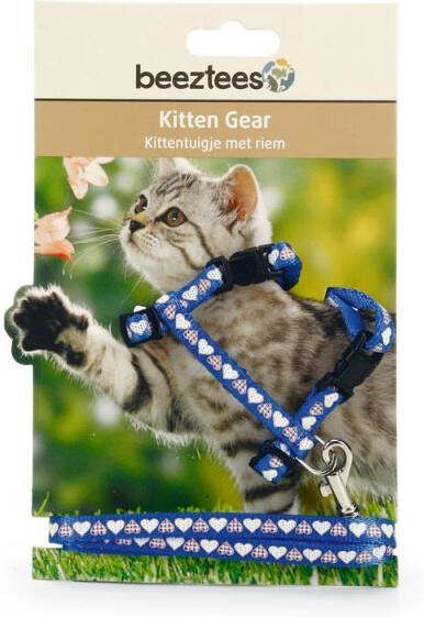 Beeztees Hearts Kittentuigje Blauw Nylon 1 20 meter 10 mm