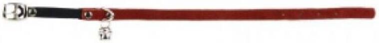 Beeztees Suede kattenbandje met elastiek en bel Rood