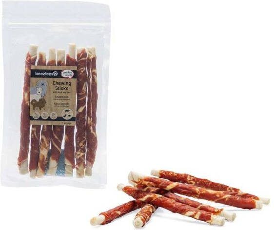 Beeztees Kauwstick Hondensnack Eend Vis 20 cm 7 stuks