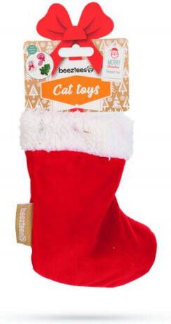 Beeztees Kerstsok kattenspeeltje Rood 16x5 5x2 cm