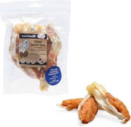 Beeztees Konijnenoren Hondensnack Konijn Kip 250 gram