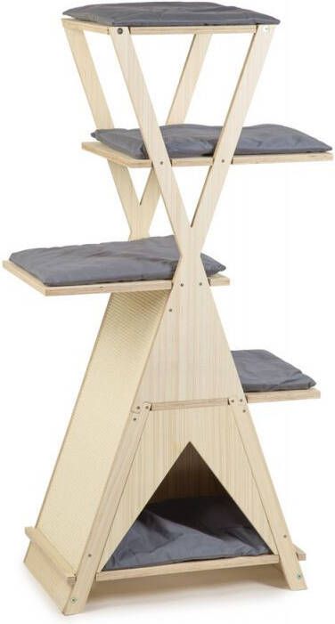 Beeztees Mirza Krabmeubel Hout Lichtbruin Grijs 70x40x135 cm
