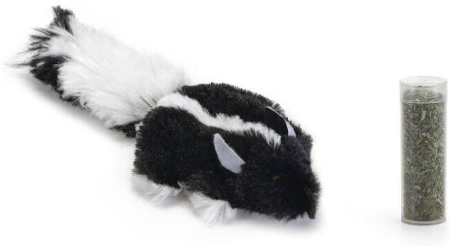 Beeztees Platte Snuffy Pluche met Catnip Knuffels Zwart wit 14 cm