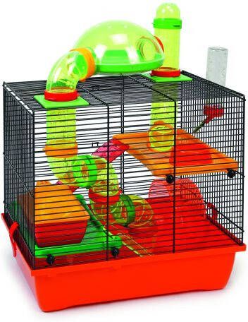 Beeztees Rocky Knaagdierenkooi 43x28x38 cm Zwart Rood Klein