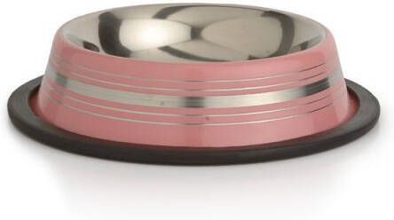 Beeztees Stripes RVS eet- en drinkbakje Roze
