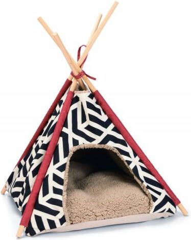 Beeztees Tipi Tent Vigo Kattenhuis Polyester Zwart Wit 12x9x2 cm