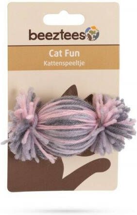 Beeztees Toffee Bal Toffy Wol Kattenbal Grijs Roze 10 x 5 x 5 cm 1 g