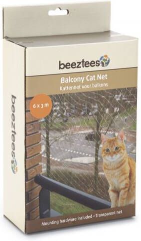 Beeztees Voor Balkon Kattennet Nylon Transparant