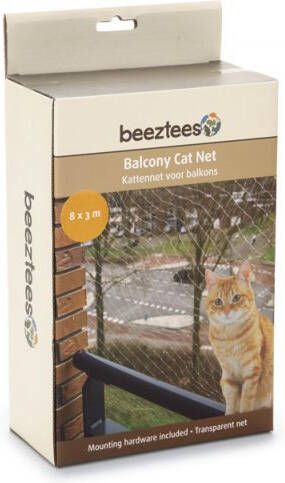 Beeztees Voor Balkon Kattennet Nylon Transparant