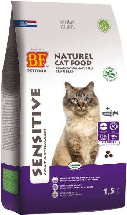 Biofood Sensitive Coat & Stomach Kattenvoer Zalm 1 5 kg