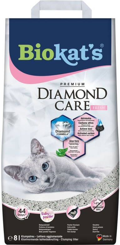 BioKat's Diamond Care Fresh Kattenbakvulling Babypoeder Fijn 8 L