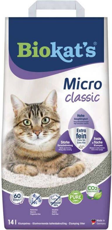 BioKat's Micro Classic Kattenbakvulling Heel fijn 14 L