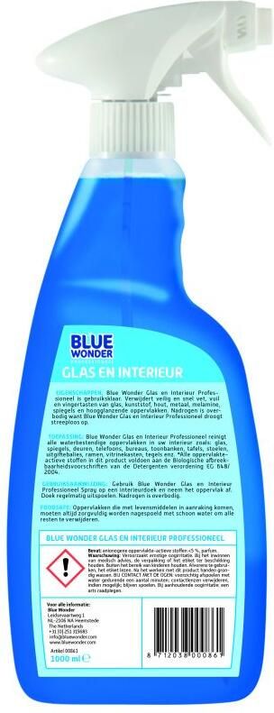 Coppens Blue Wonder professioneel glas en interieur-reiniger spray